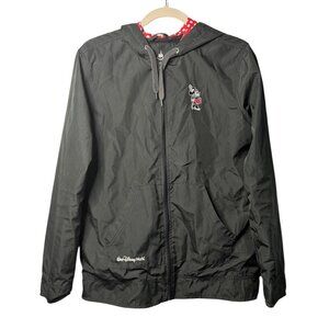 Disney Parks Minnie Mouse Women's M Black Polka Dot Hooded Windbreaker 22x26.5